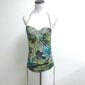 Jean Paul Gaultier Freiheit 11 E36 floral mini dress top mesh bustier 90s vintag